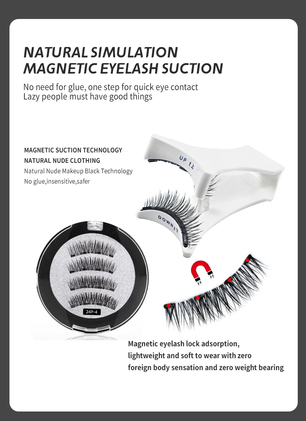 Magnetic Eyelashes With Applicator Reusable Natural Magnetic Lashes Kit No Glue Needed Soft Clear Band False Eyelashes