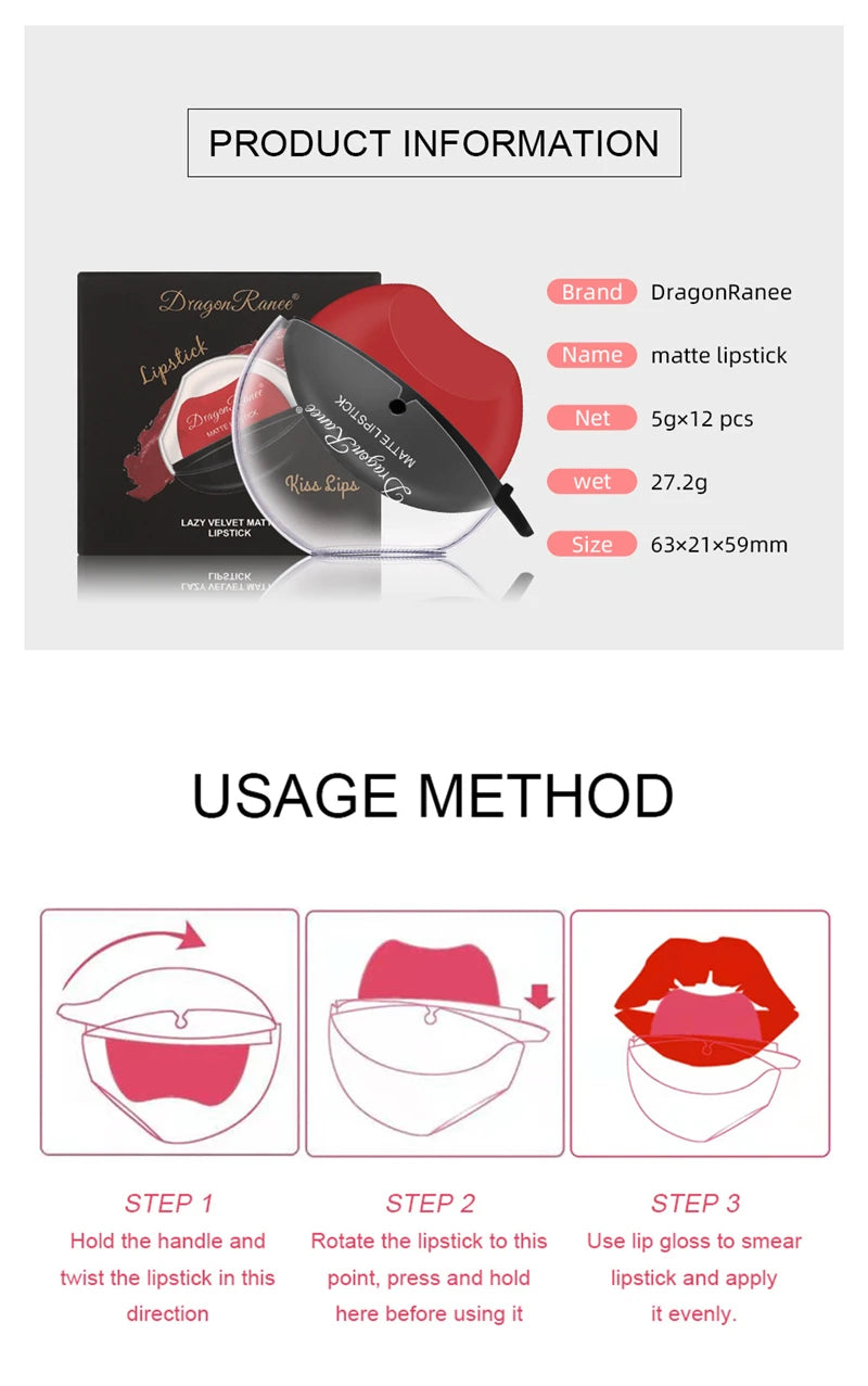 New Squeeze Into Lazy Lipstick Lip-shaped Lipstick Moisturizing Matte Lip Makeup Tint Waterproof Nonstick Cup Lipgloss Korean