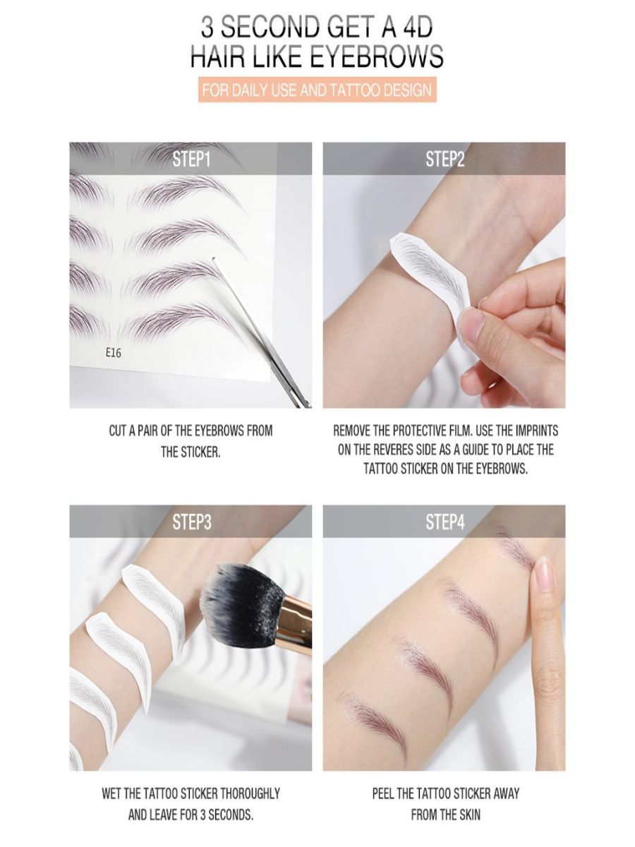 Adesivos / Tatuagem Adesiva 3D para Sobrancelhas à Prova d'Água de Longa Duração para Maquiagem Unissex com 10 Par