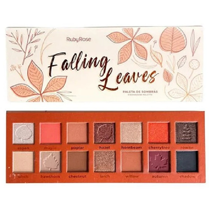 Paleta de Sombras Falling Leaves Ruby Rose - Alta Pigmentação | 14 Cores Opacas + Brilho Cintilante