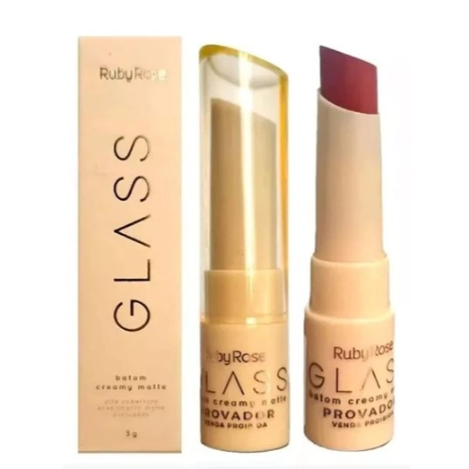 Batom Creamy Matte Glass Ruby Rose - 8 Cores Intensas com Alta Pigmentação e Acabamento Aveludado