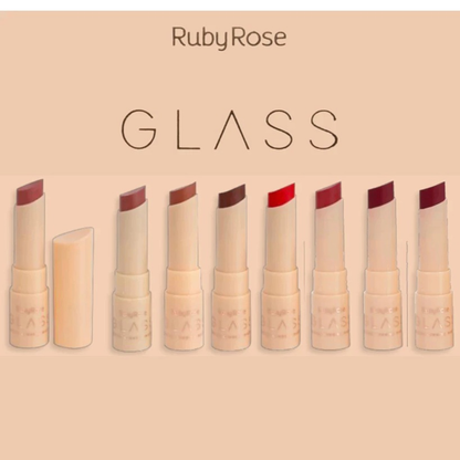 Batom Creamy Matte Glass Ruby Rose - 8 Cores Intensas com Alta Pigmentação e Acabamento Aveludado