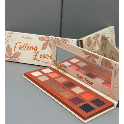 Paleta de Sombras Falling Leaves Ruby Rose - Alta Pigmentação | 14 Cores Opacas + Brilho Cintilante