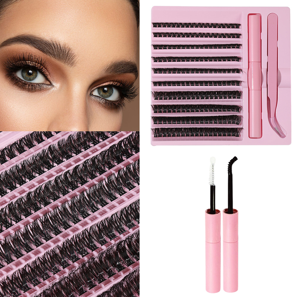 Kit De Cluster De Cílios Postiços De Vison Falso Macio De 200 Unidades-Onda C , Comprimento Misto 10-16 Mm