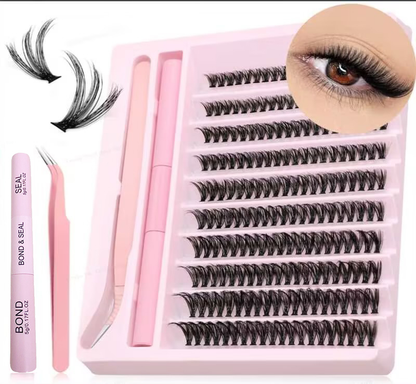 Kit De Cluster De Cílios Postiços De Vison Falso Macio De 200 Unidades-Onda C , Comprimento Misto 10-16 Mm