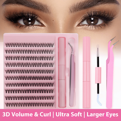 Kit De Cluster De Cílios Postiços De Vison Falso Macio De 200 Unidades-Onda C , Comprimento Misto 10-16 Mm